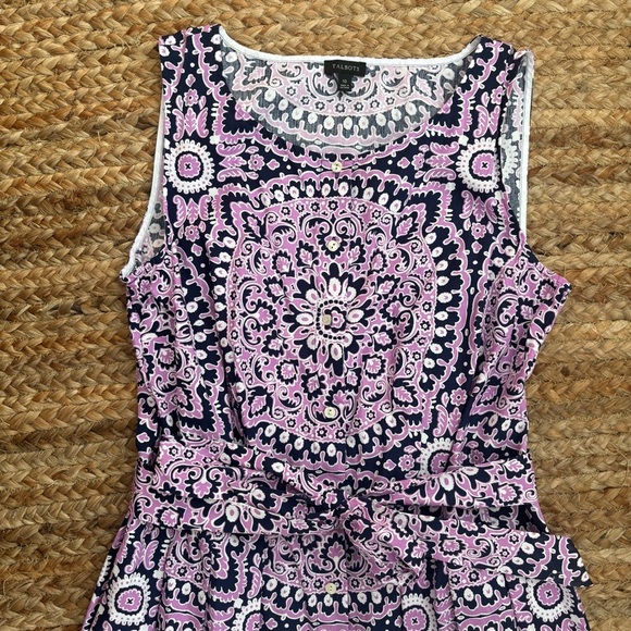 Talbots Size 10 Purple Button Down Midi Dress with Belted Waist - Picture 3 of 7